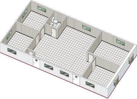 Basic double-wide mobile office floor plan Basic double-wide mobile office floor plan