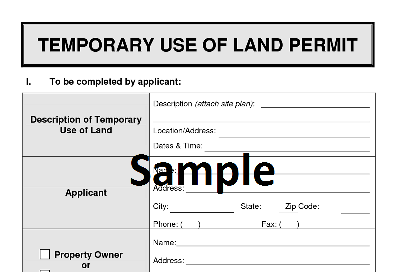 temporary use of land permit temporary use of land permit